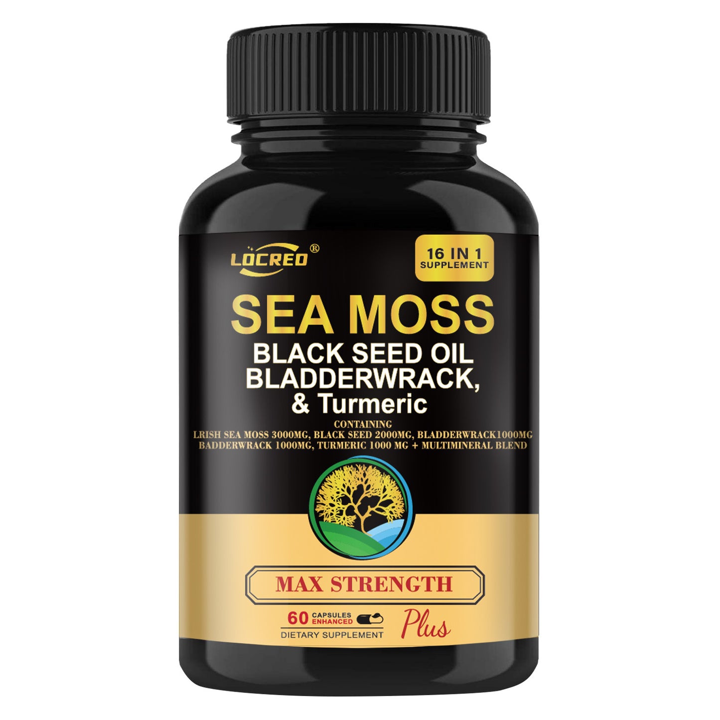 Black Seed Oil Bladder Wrack Turmeric 16-in-1 Supplements Joint Support Sea Moss Capsule