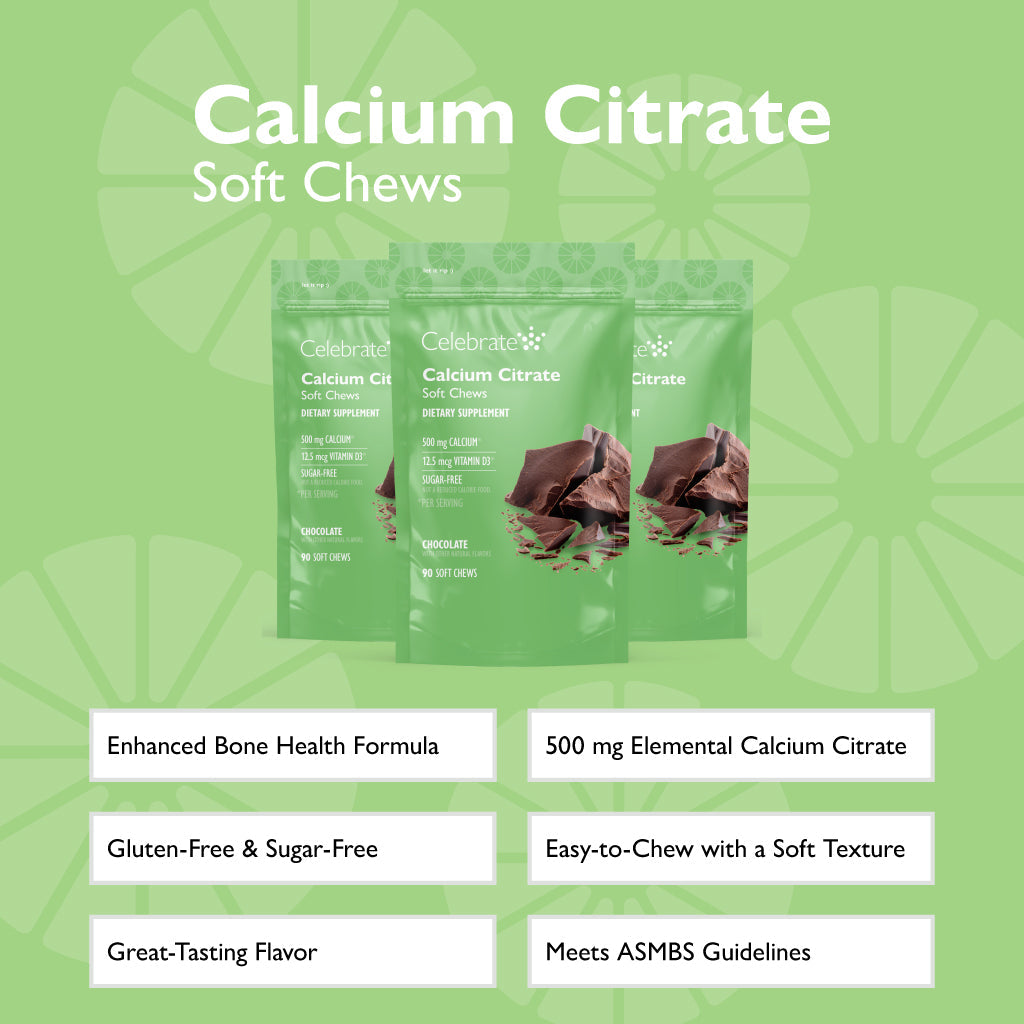 Features and benefits of Celebrate Calcium Citrate Soft Chews, chocolate
