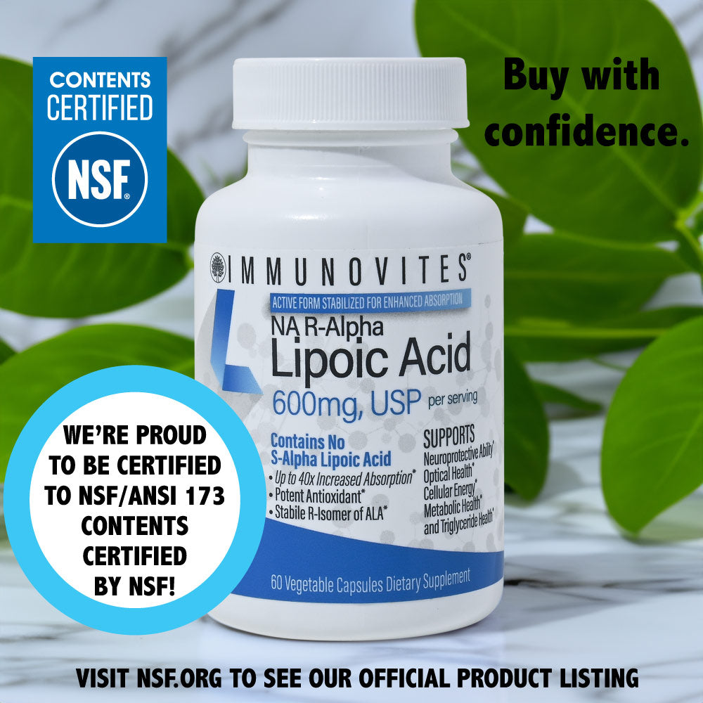 Stabilized R-Alpha Lipoic Capsules ((TRUE)) 600mg per Serving - (60ct Bottles) High Potency (Low Sodium)