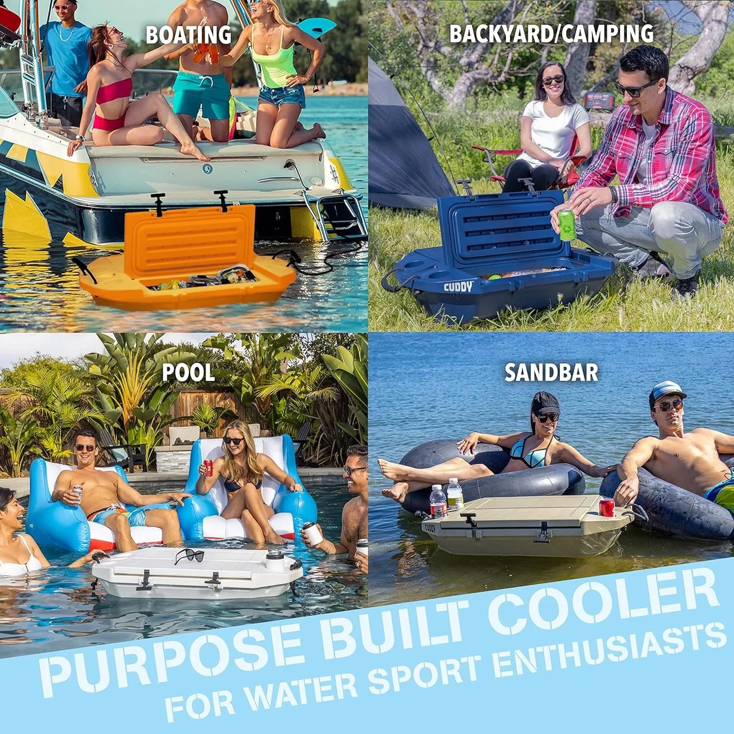 Cuddy Floating Cooler and Dry Storage Vessel – 40QT – Amphibious Hard Shell Design - Multiple Color Options US only free shipping