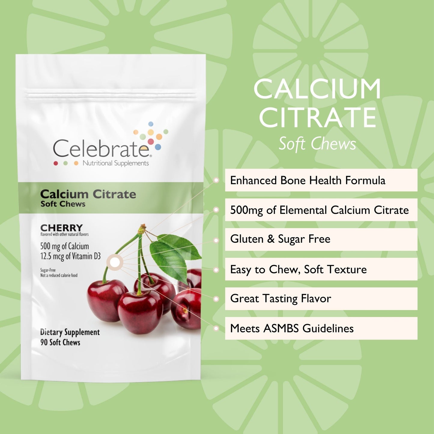 Cherry calcium citrate soft chew product information  